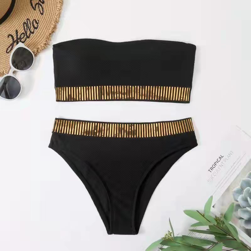 Women's Solid Color High Waist Split Bikini