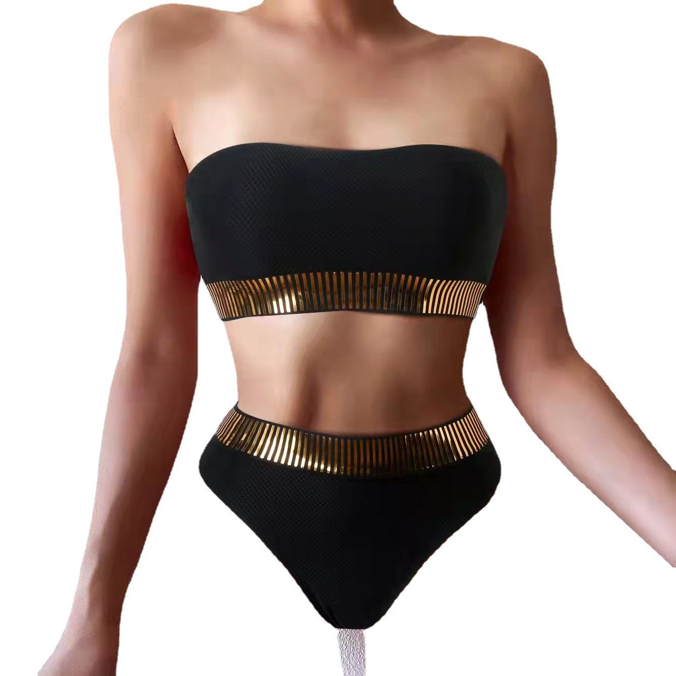 Women's Solid Color High Waist Split Bikini